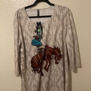 Crazy Train Beige Graphic Short Sleeve Tee